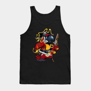 Fiery Buccaneer: Red Pirate Parrot Design Tank Top